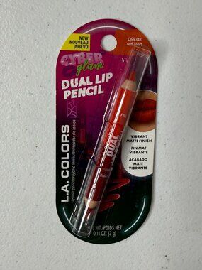 LA Colors Cyber Glam Dual Lip Pencil Red Alert Matte Red